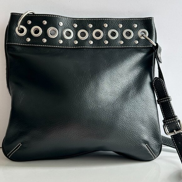 Aqua Madonna Crossbody/Shoulder Bag in Black, accented with Grommets and Studs - Picture 4 of 14